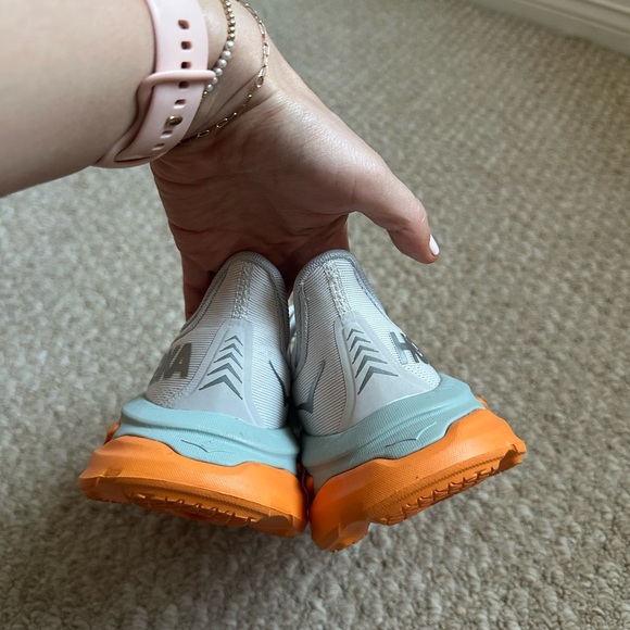 Hoka One One Women's White and Pink Athletic Shoes - Picture 5 of 8